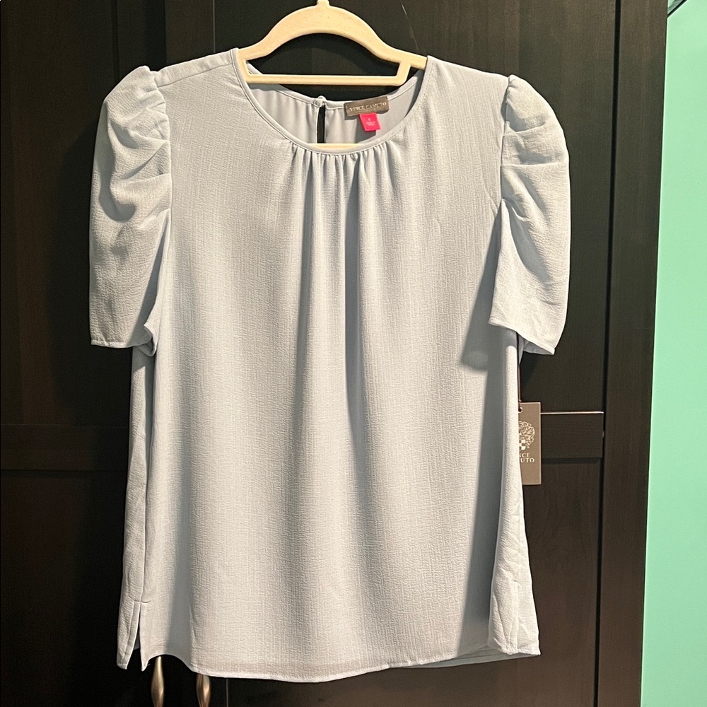 Vince Camuto Light Blue Puff Sleeve Blouse